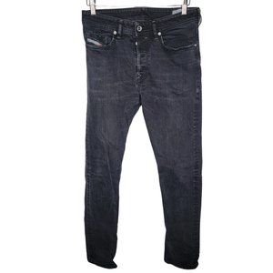 Diesel Men's 30 x 32 Buster Black Regular Slim-Tapered Straight Button Fly Jeans